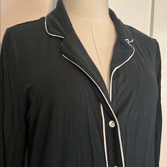 Soma Cool Nights M teal forest green 2-piece long sleeve drawstring pajamas - Picture 4 of 15